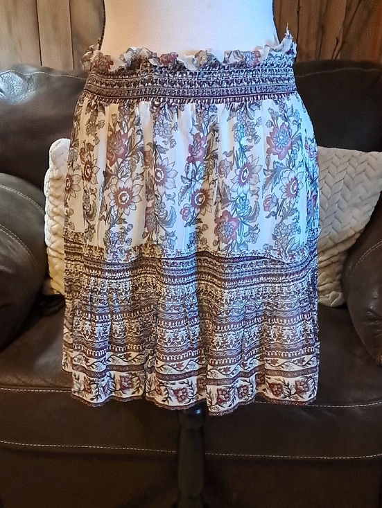 Anthropologie Dresses & Skirts - Anthropologie Boho Floral Tiered Ruffle Smocked Waist Lined Skirt